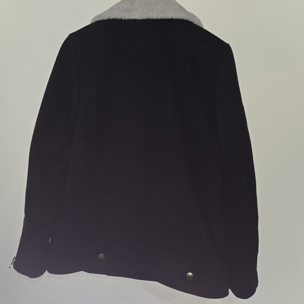 H&M Black Jacket Sherpa Lined 'Biker' Size 6 - Picture 2 of 7
